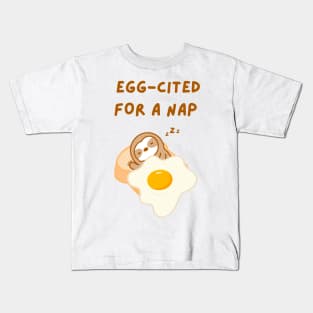 Cute Fried Egg on Toast Sloth Kids T-Shirt